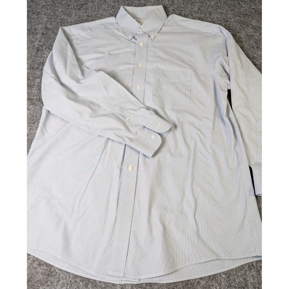 Roundtree & Yorke Long Sleeve Dress Shirt Blue Stripe Button Down Men's 16/33